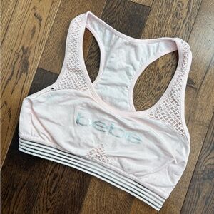 BeBe Pink Mesh Sports Bra Size L